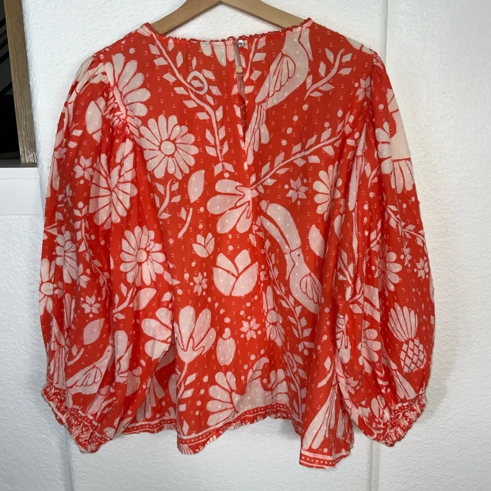 Farm Rio neon Jungle Floral Orange Blouse - Picture 5 of 7
